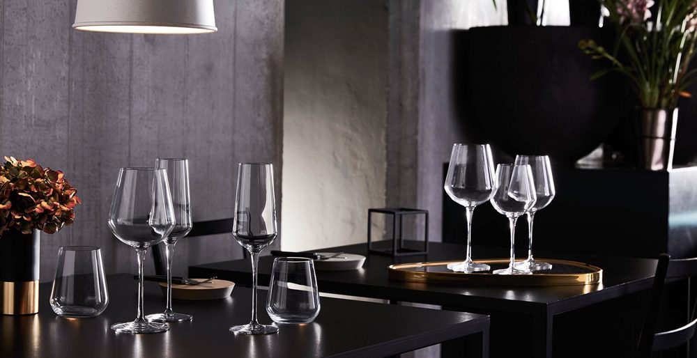 Elegant wine glassware distributed by Chafic Boulos et Fils